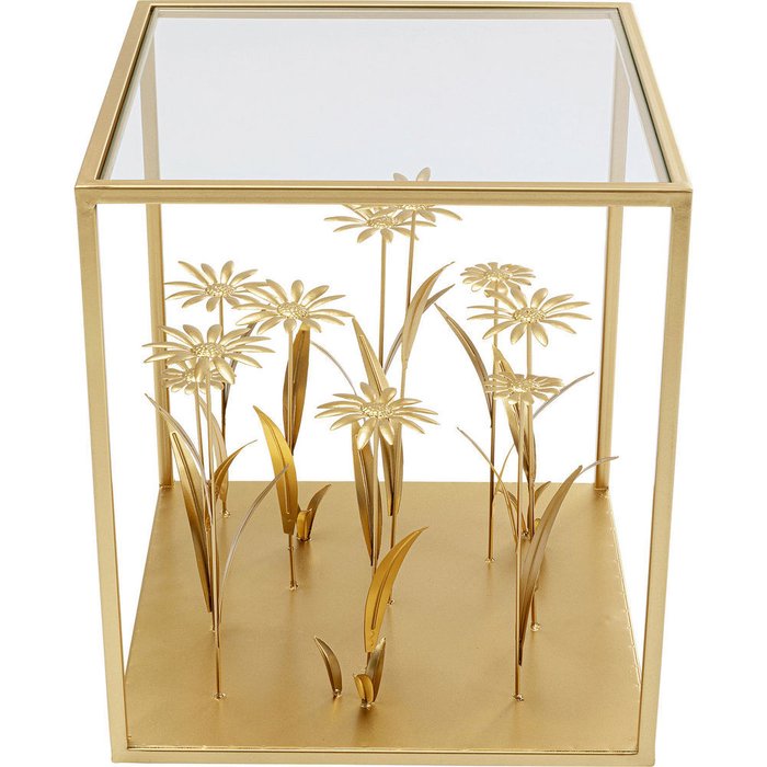 Столик приставной Flowers с золотыми цветами