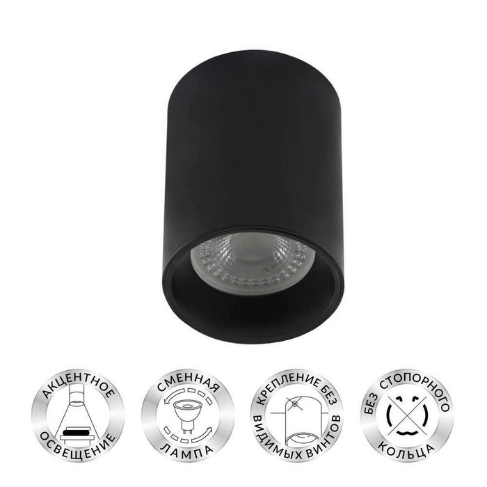 Накладной светильник DK3110-BK (пластик, цвет черный) - купить Накладные споты по цене 885.0
