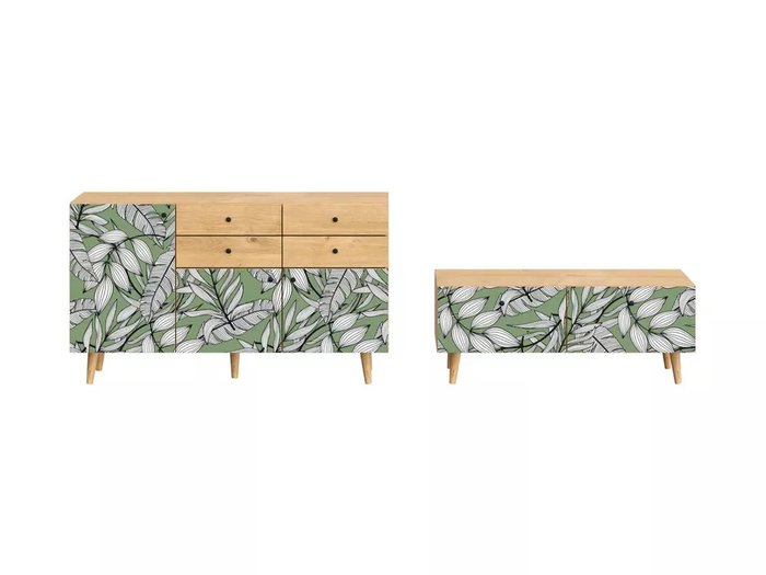 Композиция Frida 6 с принтом Jungle на деревянных ножках - купить Гостиные гарнитуры по цене 73414.0