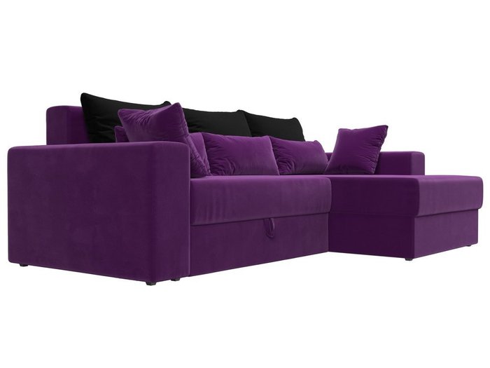 Угловой диван-кровать Мэдисон фиолетово-черного цвета - лучшие Угловые диваны в INMYROOM