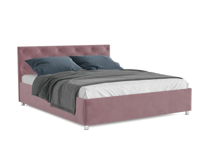 Кровать Классик 140х190 пудрового цвета с подъемным механизмом (велюр)