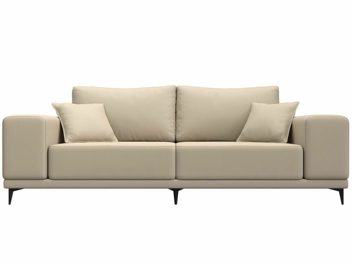 Прямой диван Льюес бежевого цвета (экокожа) - купить Прямые диваны по цене 39999.0