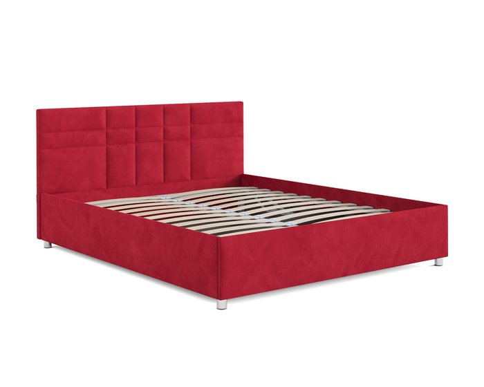 Кровать Нью-Йорк 140х190 красного цвета с подъемным механизмом (микровельвет) - лучшие Кровати для спальни в INMYROOM