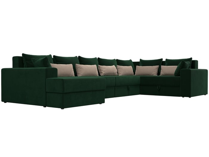Угловой диван-кровать Мэдисон зелено-бежевого цвета правый угол - лучшие Угловые диваны в INMYROOM