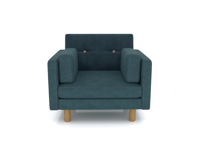 Кресло Ингвар М с ножками из массива береза и обивкой из голубого велюра - купить Интерьерные кресла по цене 20990.0