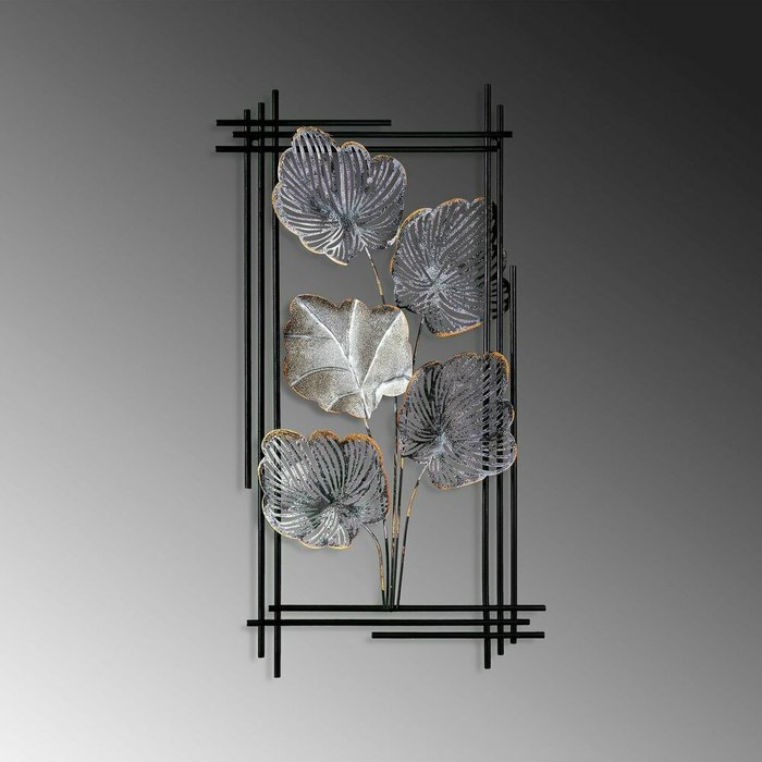 Настенный декор ручной работы 48х87 из металла черно-серого цвета - купить Декор стен по цене 21330.0