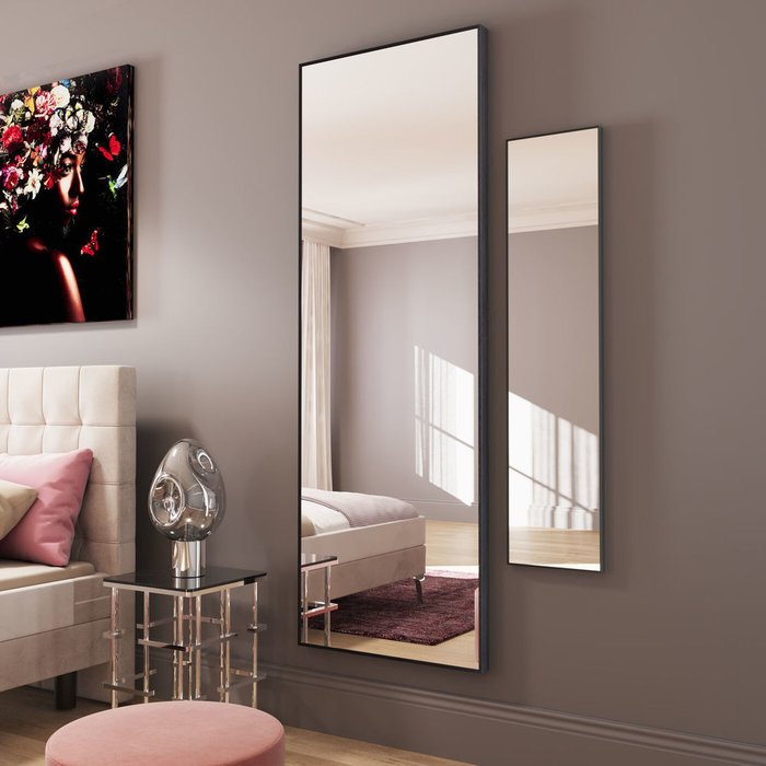 Зеркало Bella с черным лакированным профилем - купить Настенные зеркала по цене 15200.0