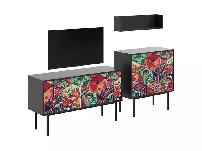 Композиция Boho Color 1 с цветным фасадом на металлических ножках - купить Гостиные гарнитуры по цене 65500.0 Композиция Boho Color 1 с цветным фасадом на металлических ножках - купить Гостиные гарнитуры по цене 65500.0