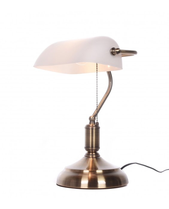 Настольная лампа Banker  с матово белым плафоном