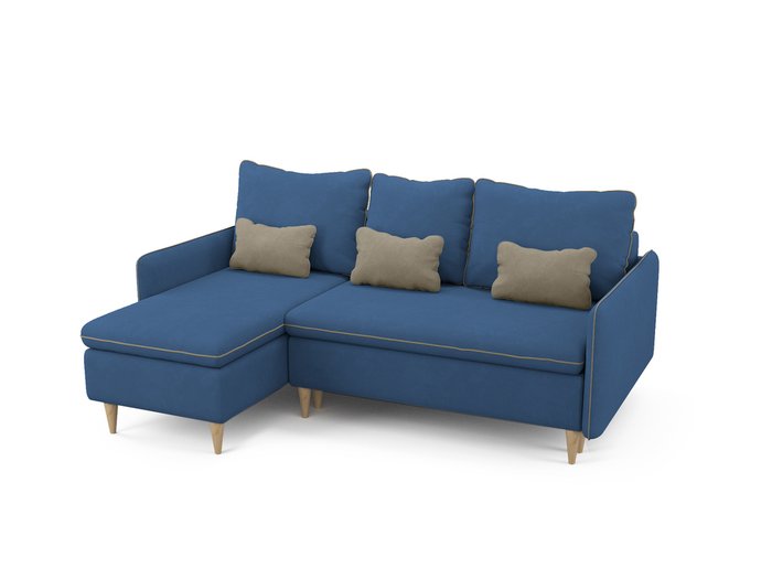 Угловой диван-кровать левый Ron синего цвета - купить Угловые диваны по цене 68200.0