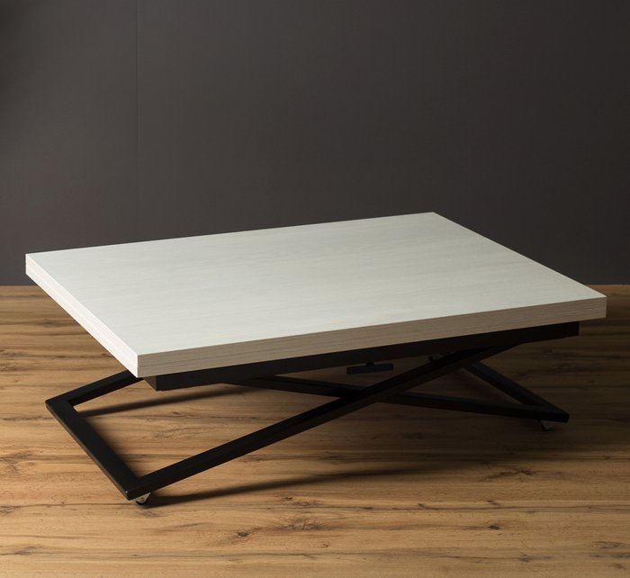 Стол трансформер Compact цвета дуб анкор светлый на черных опорах - купить Обеденные столы по цене 26200.0