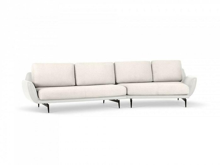 Угловой диван правый Ispani бело-бежевого цвета - лучшие Угловые диваны в INMYROOM