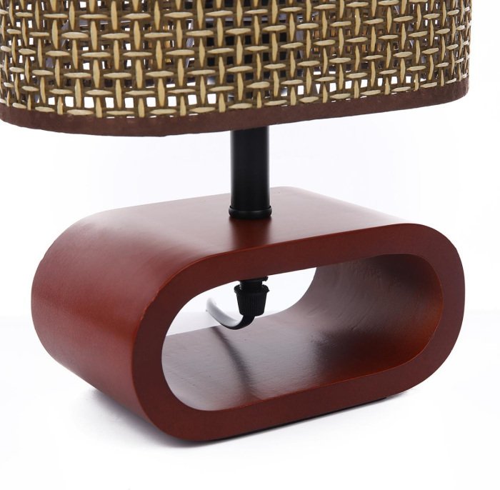 Настольная лампа высотой 30 см Lumion Maderana 8200/1T кофейный/коричневый, дерево/текстиль E27 1*60W 220V - лучшие Настольные лампы в INMYROOM