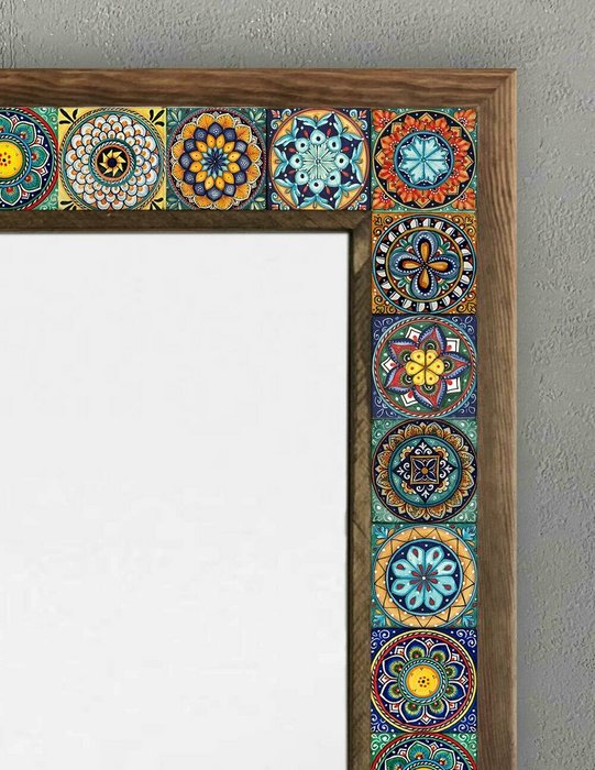 Настенное зеркало 53x73 с каменной мозаикой и композитным основанием - купить Настенные зеркала по цене 27866.0