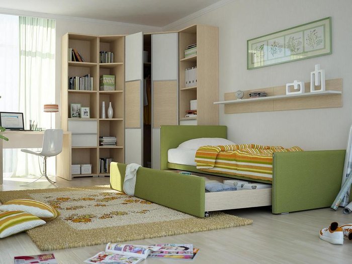 Кровать Studio темно-зеленого цвета 90х200 - купить Кровати для спальни по цене 36990.0