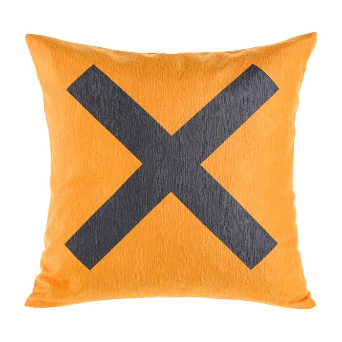 Декоративная подушка Don`t cross 40х40 оранжевого цвета на молнии