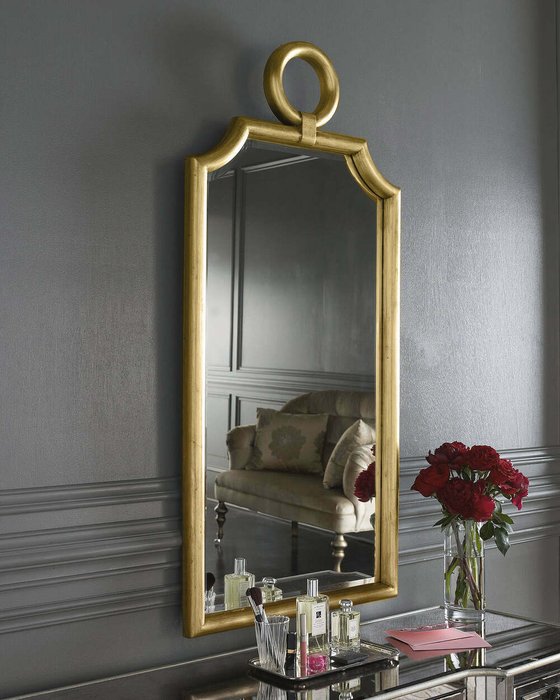 Настенное зеркало Пьемонт в раме золотого цвета   - купить Настенные зеркала по цене 39544.0