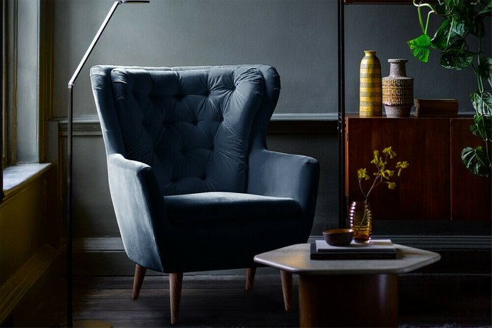 Кресло Дерби темно-синего цвета - купить Интерьерные кресла по цене 37700.0