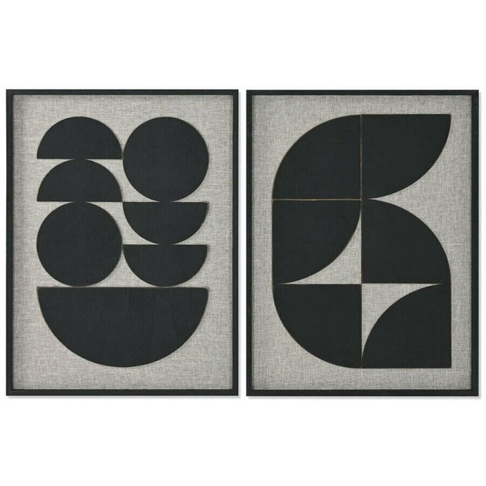 Картина Чёрный Бежевый современный 60 x 3 x 80 cm (2 штук) Картина Чёрный Бежевый современный 60 x 3 x 80 cm (2 штук)