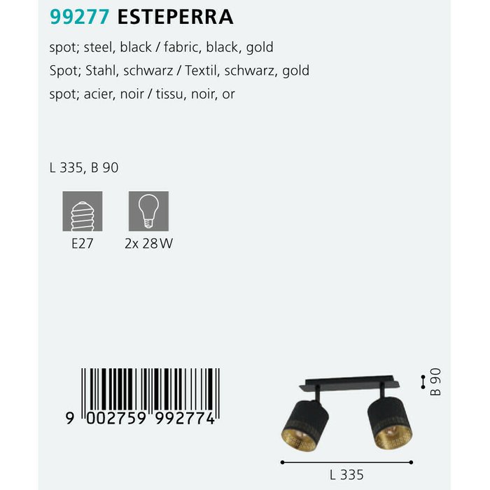 Спот Esteperra черного цвета - купить Накладные споты по цене 9890.0