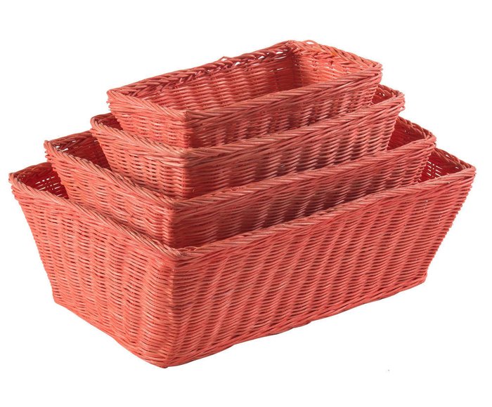 Набор из четырех корзин Rattan красного цвета