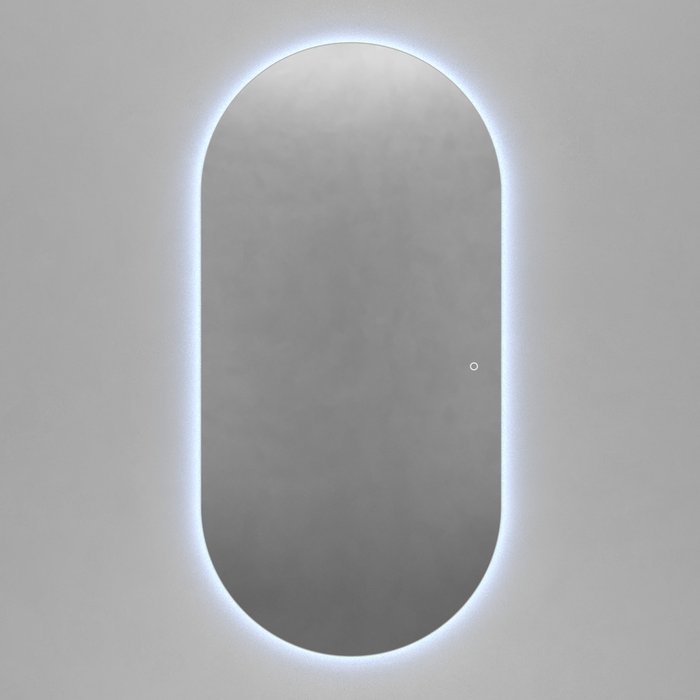 Овальное настенное зеркало Nolvis NF LED XL 96х196 с холодной подсветкой и с сенсорной кнопкой