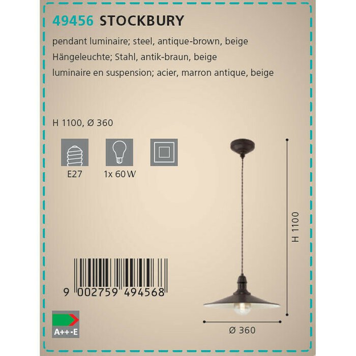 Подвесной светильник "Stockbury" Eglo - лучшие Подвесные светильники в INMYROOM