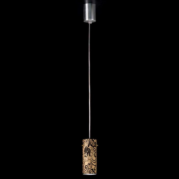 Подвесной светильник Lamp di Volpato Patrizia Pizzo из металла золотого цвета и обтянут кружевной тканью
