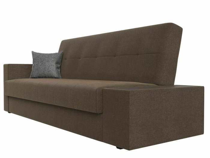 Диван-кровать Лига 020 коричневого цвета со столиком справа (рогожка) - лучшие Прямые диваны в INMYROOM