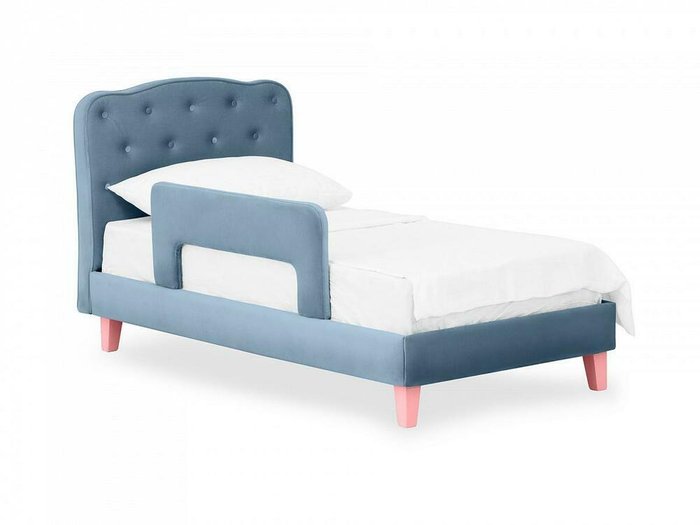 Кровать Candy 80х160 голубого цвета с розовыми ножками - лучшие Одноярусные кроватки в INMYROOM