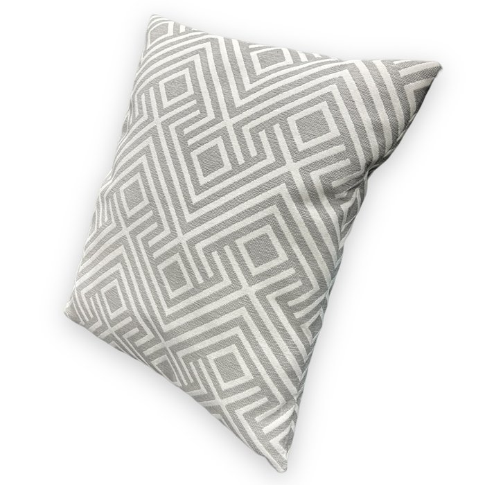 Подушка декоративная Лабиринт из шенилла серо-белого цвета - купить Декоративные подушки по цене 5400.0