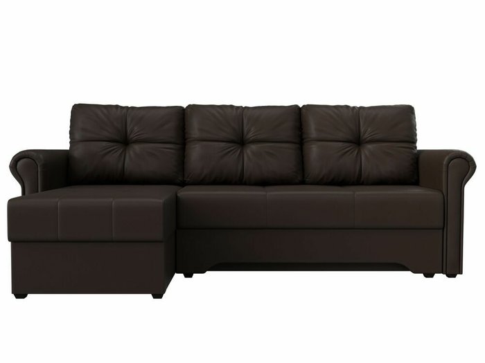 Угловой диван-кровать Леон коричневого цвета (экокожа) левый угол - купить Угловые диваны по цене 39999.0
