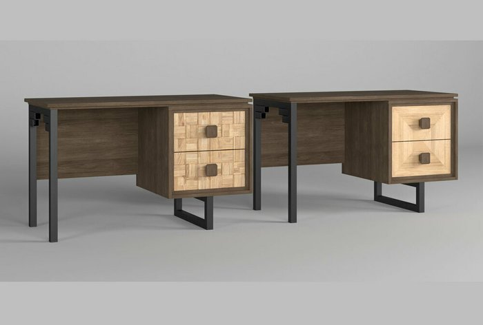 Стол письменный Cube Design с фасадом шашки серо-бежевого цвета - лучшие Письменные столы в INMYROOM Стол письменный Cube Design с фасадом шашки серо-бежевого цвета - лучшие Письменные столы в INMYROOM