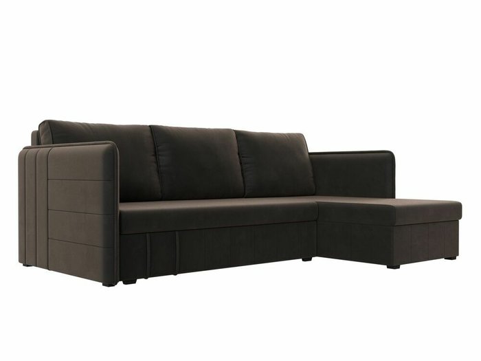 Угловой диван-кровать Слим коричневого цвета правый угол