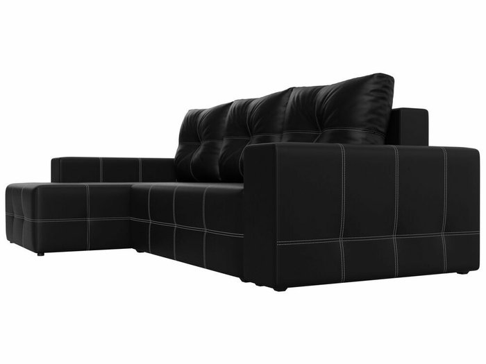 Угловой диван-кровать Перри черного цвета (экокожа) левый угол - лучшие Угловые диваны в INMYROOM