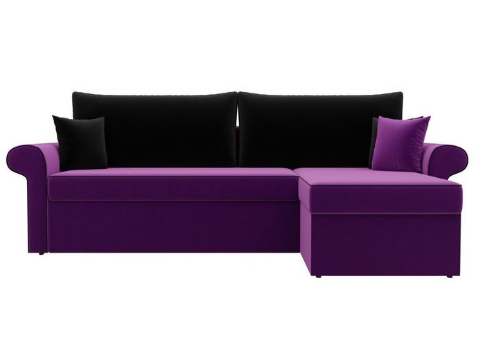 Угловой диван-кровать Милфорд черно-фиолетового цвета правый угол - купить Угловые диваны по цене 43990.0
