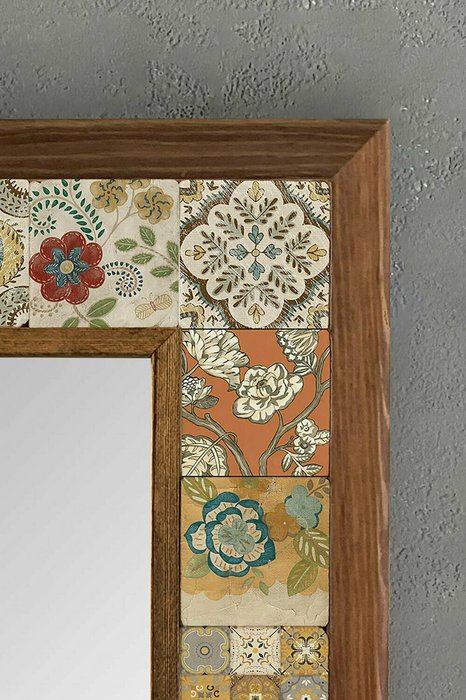 Настенное зеркало с каменной мозаикой 33x33 коричнево-бежевого цвета - лучшие Настенные зеркала в INMYROOM