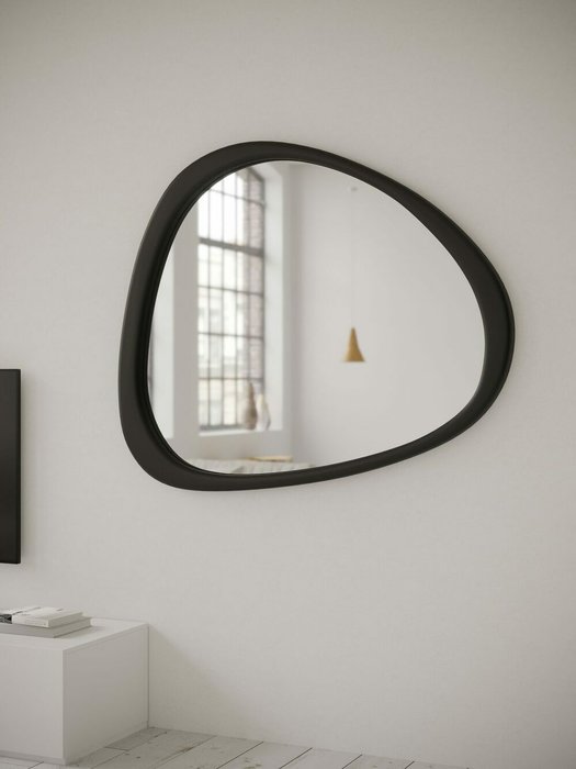 Настенное зеркало Asym 68х84 черного цвета - купить Настенные зеркала по цене 24000.0