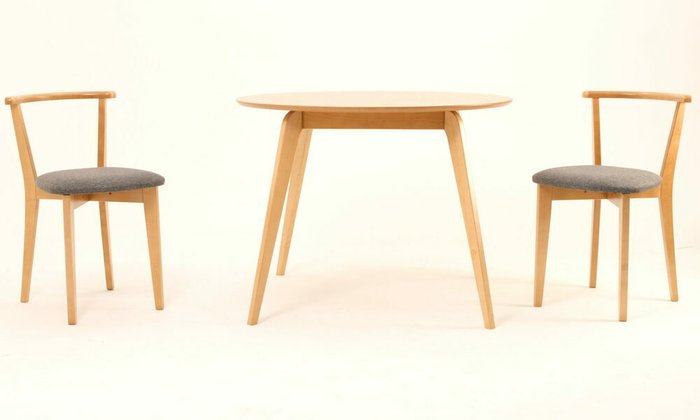 Набор из стола Arki К 100 и двух стульев Франк ПМ бежево-серого цвета - купить Обеденные группы по цене 36880.0