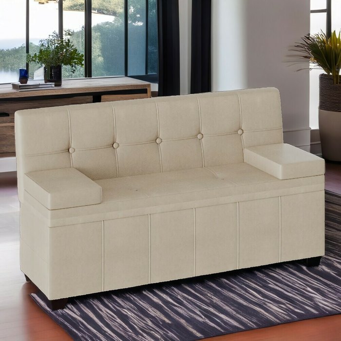 Мини-диван с ящиком для хранения Ламанш бежевого цвета - лучшие Прямые диваны в INMYROOM