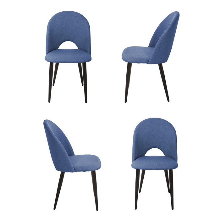 Комплект из четырех стульев Cleo черно-голубого цвета