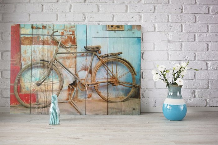 Картина на дереве Старый велосипед 40х60 см - купить Картины по цене 6990.0