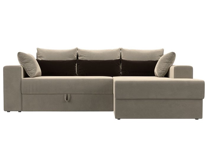 Угловой диван-кровать Мэдисон бежево-коричневого цвета правый угол - купить Угловые диваны по цене 40990.0