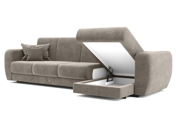 Угловой диван-кровать серо-бежевого цвета - купить Угловые диваны по цене 265000.0