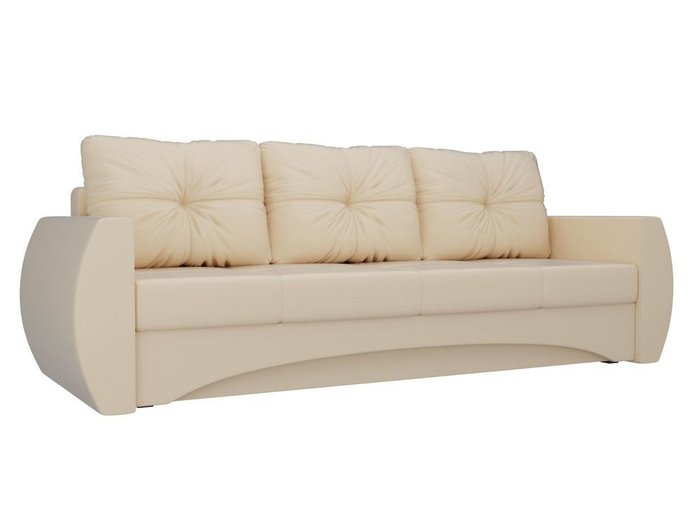 Прямой диван-кровать Сатурн бежевого цвета (экокожа)