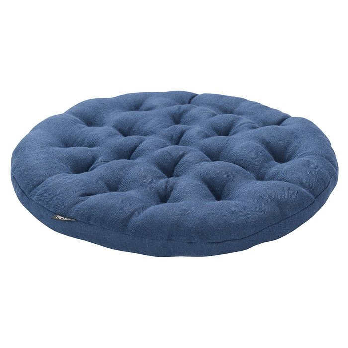 Подушка на стул круглая из стираного льна Essential 40х40x4 синего цвета - купить Декоративные подушки по цене 1490.0