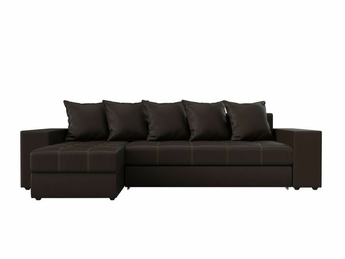 Угловой диван-кровать Дубай коричневого цвета (экокожа) левый угол - купить Угловые диваны по цене 54999.0