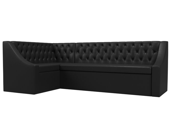 Угловой диван-кровать Мерлин черного цвета (экокожа) левый угол