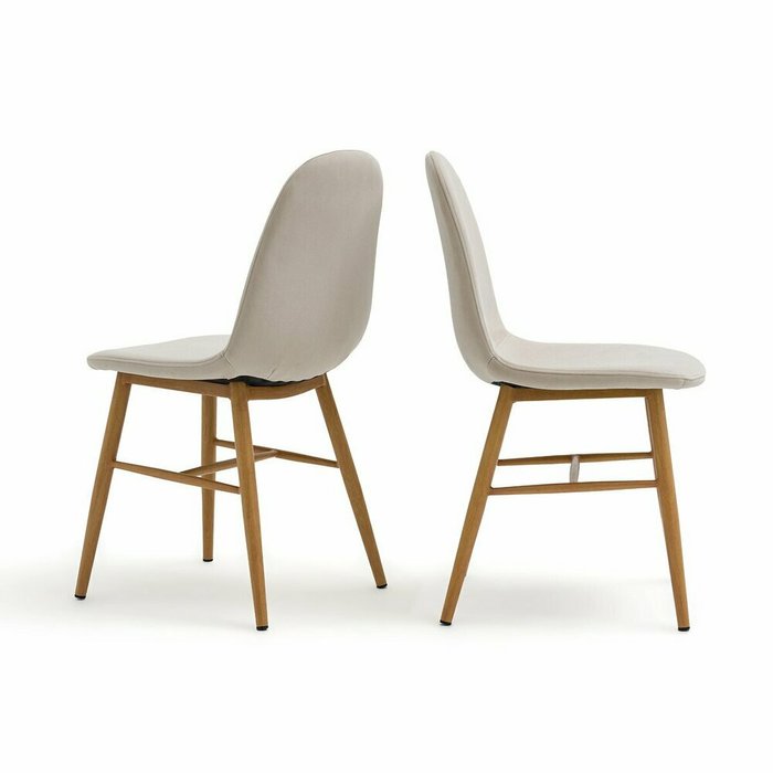 Комплект из двух стульев с обивкой из велюра Polina бежевого цвета - купить Обеденные стулья по цене 25024.0