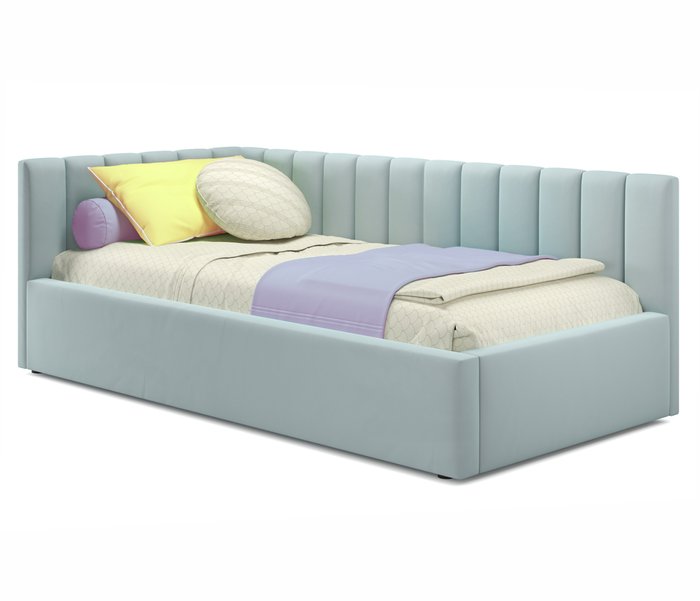 Кровать Milena 90х200 мятного цвета с подъемным механизмом и матрасом